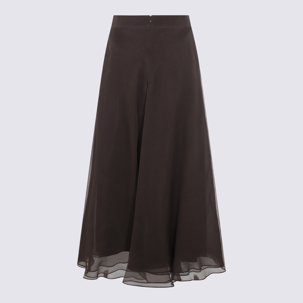 Shop Brunello Cucinelli Silk Midi Skirt
