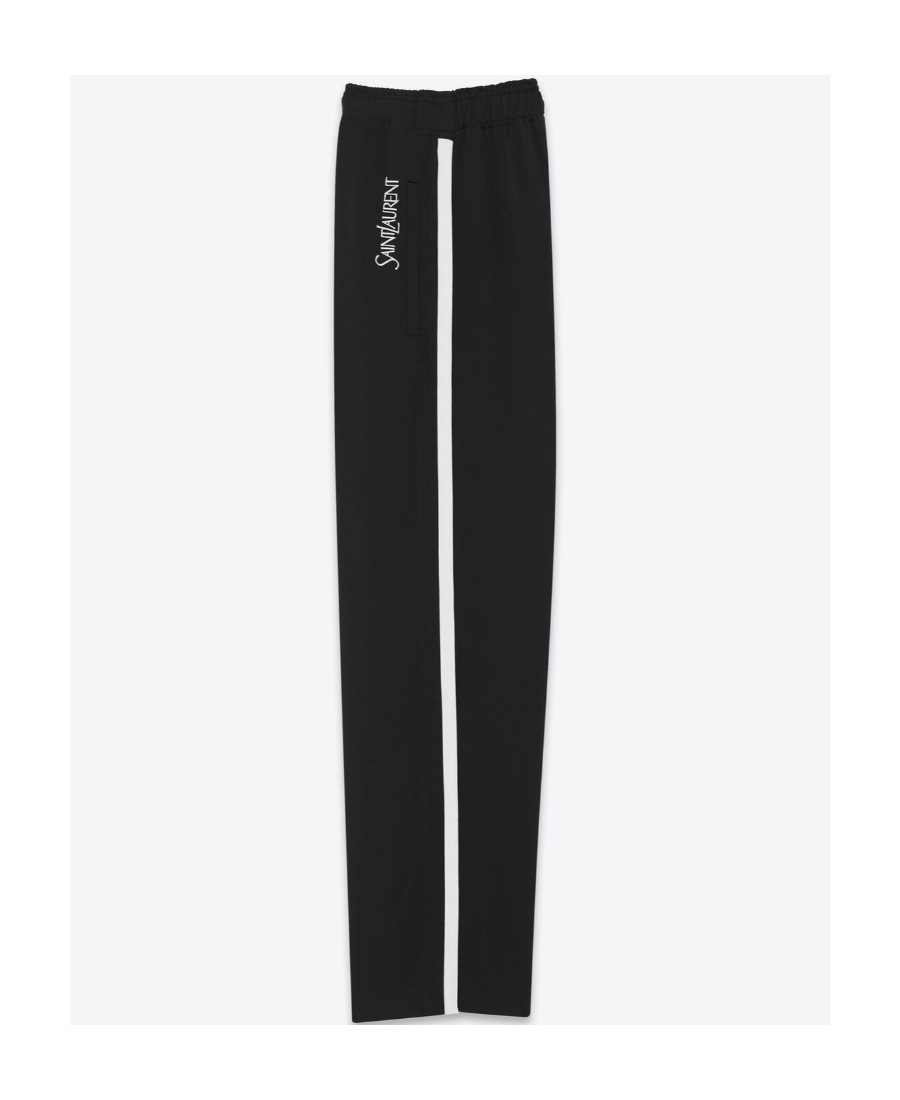 Saint Laurent Logo-embroidered Crop Trousers In Black