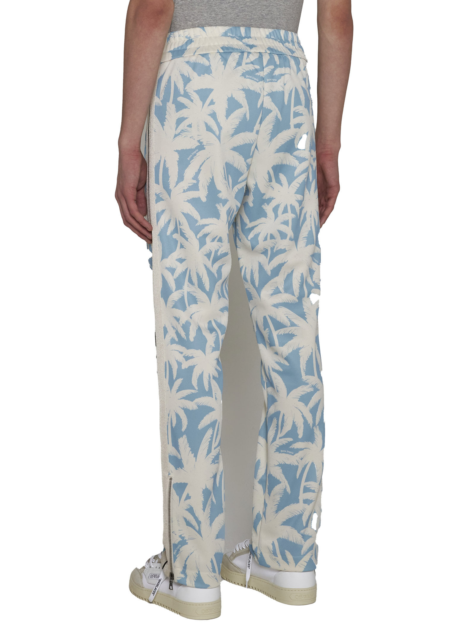 Palm Angels Palm-printed Elasticated Waist Track Pants In Gray
