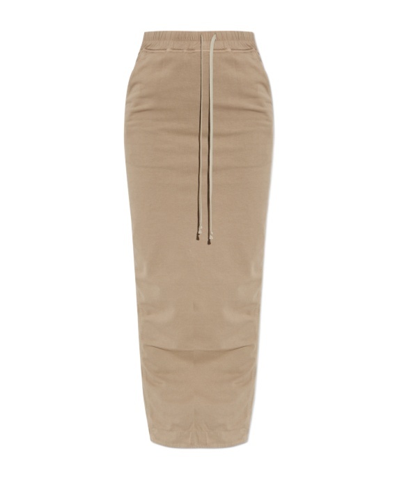 Rick Owens Drkshdw Pull On Pillar Drawstring Maxi Skirt In Brown