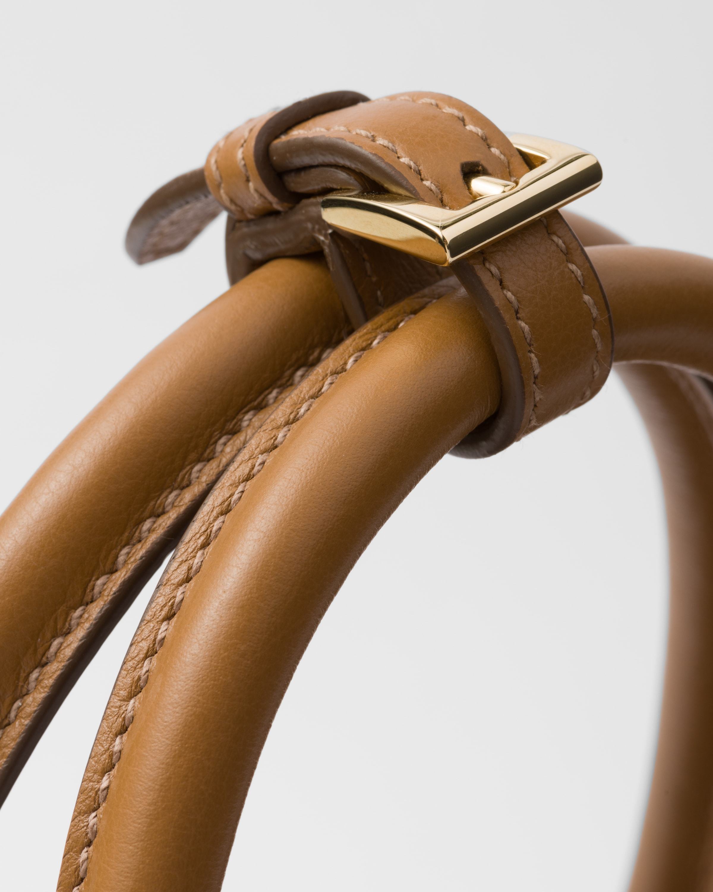 Prada Buckle Large Leather Handbag With Belt In Brown