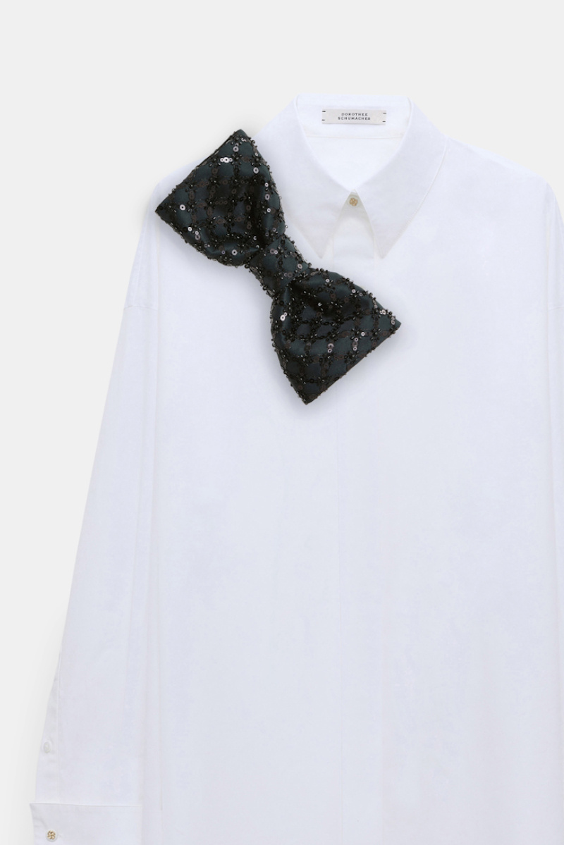 Dorothee Schumacher Poplin Shirt With Xl Sequin Bow In White