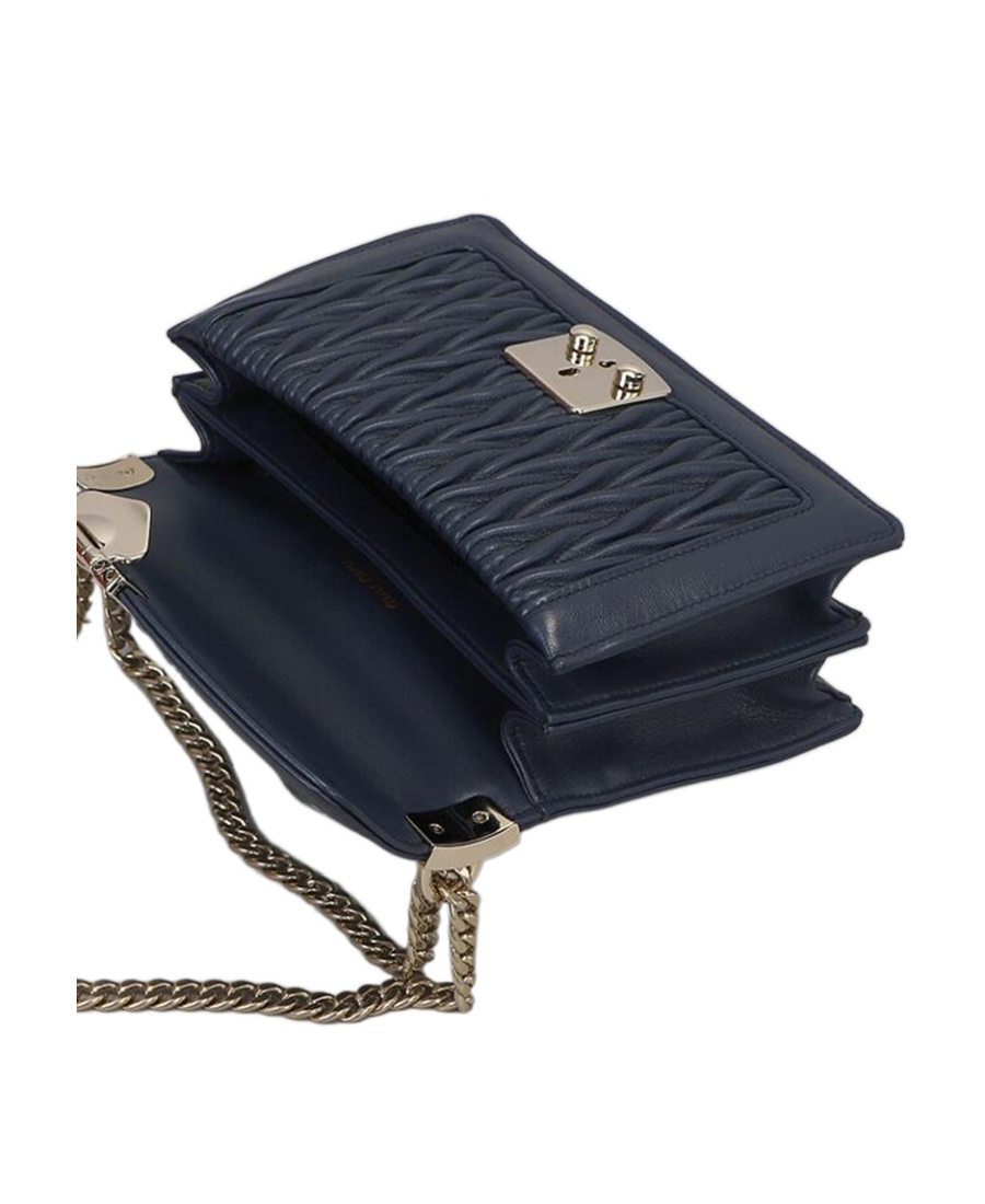 Miu Miu Miu Confidential Logo Shoulder Bag In Blue