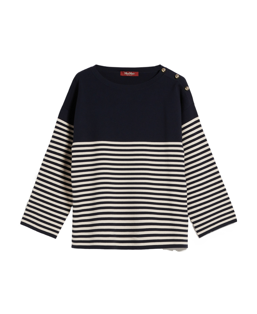 Max Mara Striped Stretch Sweater In Black