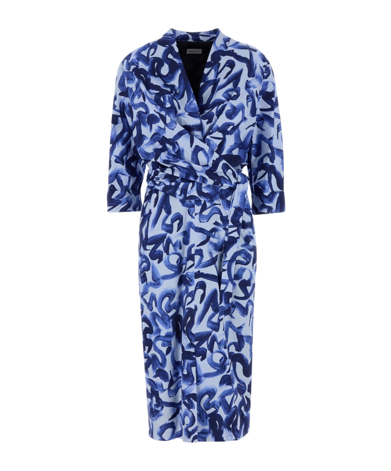 Shop Dries Van Noten All-over Printed Midi Dress In Blue