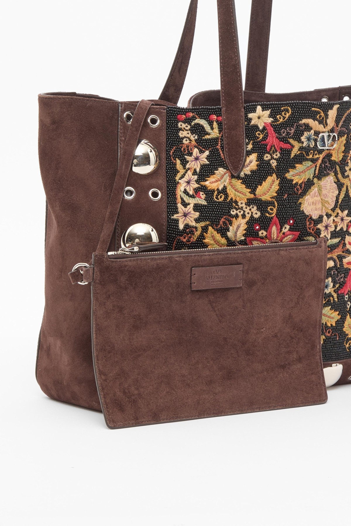 Valentino Pattern Handbag In Brown