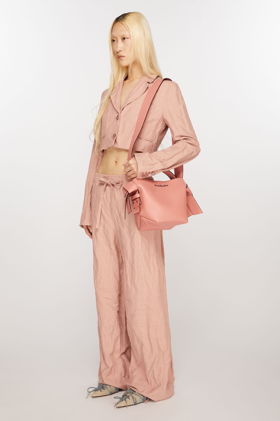 Acne Studios Musubi Salmon Pink Calf Leather Mini Bag In Pink
