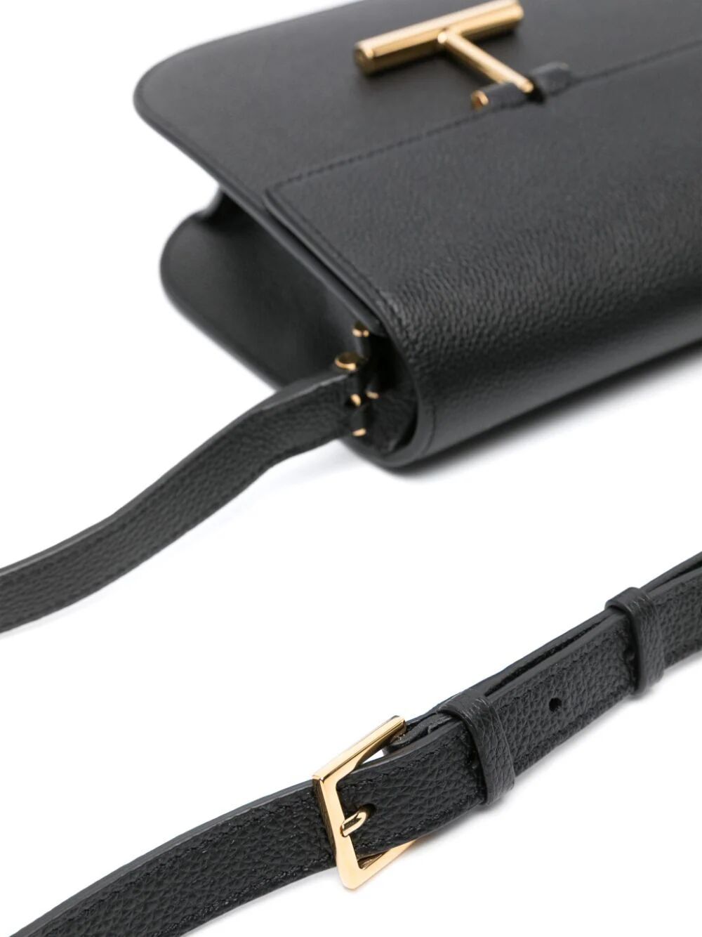 Tom Ford Hanging-t-hardware Leather Bag In Black