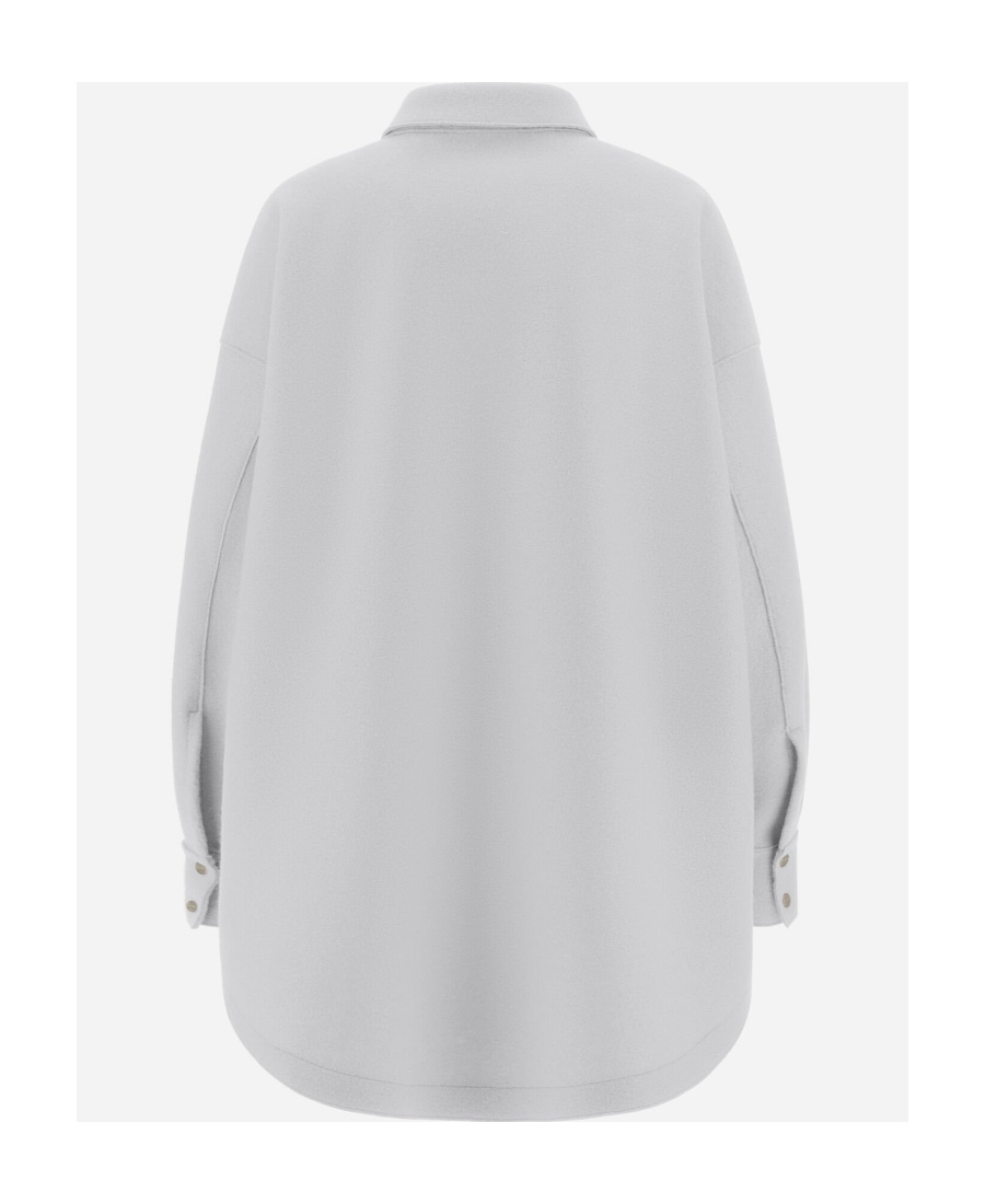 Herno Felted-finish Buttoned Long Shirt In Gray