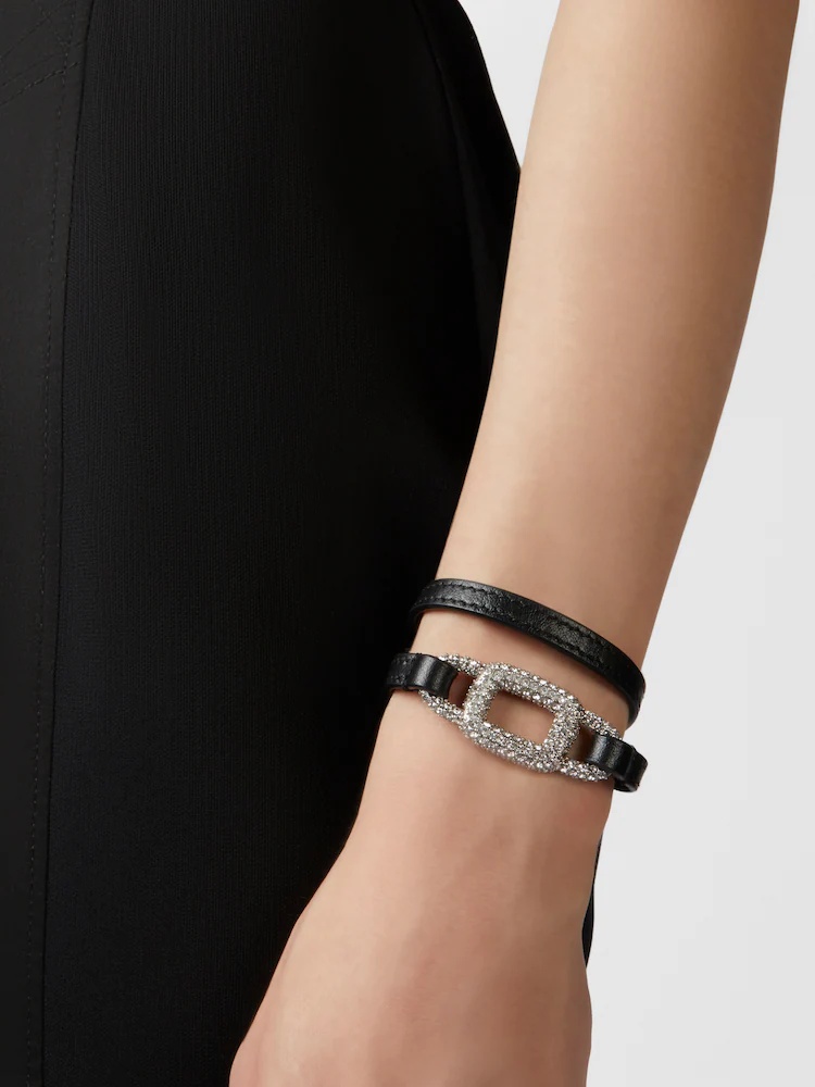 ROGER VIVIER VIV' CHOC STRASS BRACELET IN LEATHER