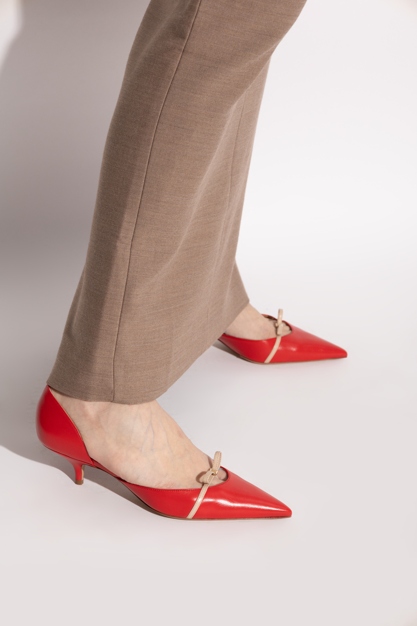 Ferragamo Pointed Toe Pumps With Bow Accent In Red