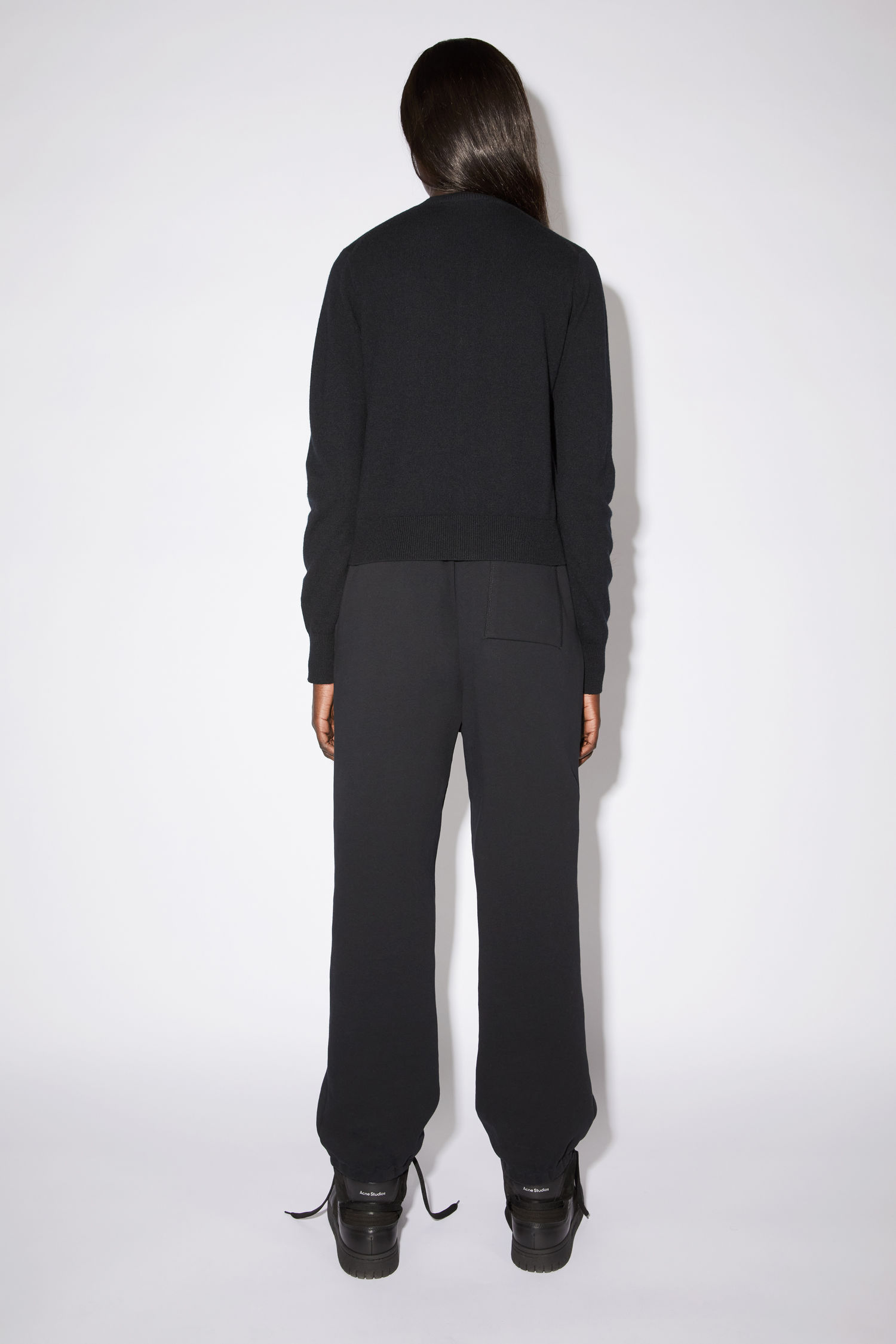 Acne Studios Face-patch Wool Cardigan In Black