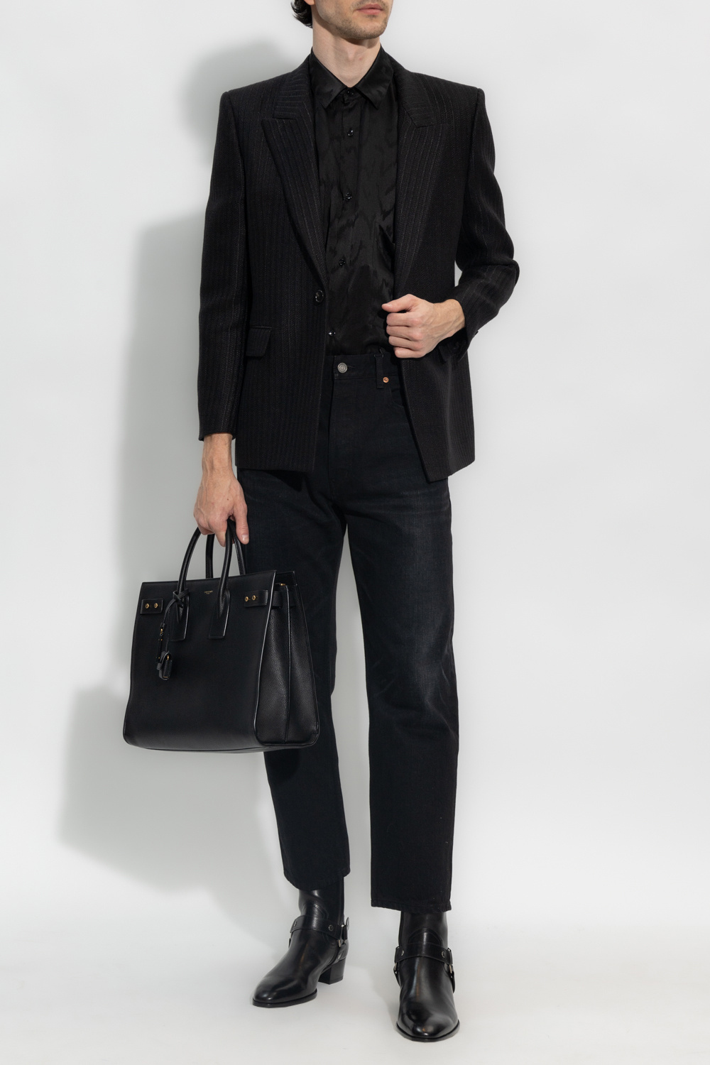Saint Laurent Single-breasted Button-fastening Jacket In Black