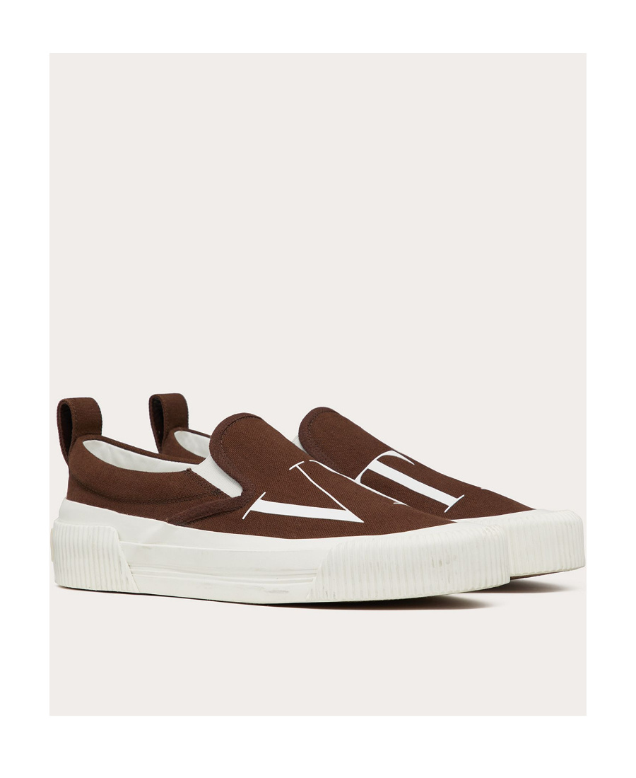 Valentino Garavani Man Sneakers Cocoa Size 6 Textile Fibers In Brown