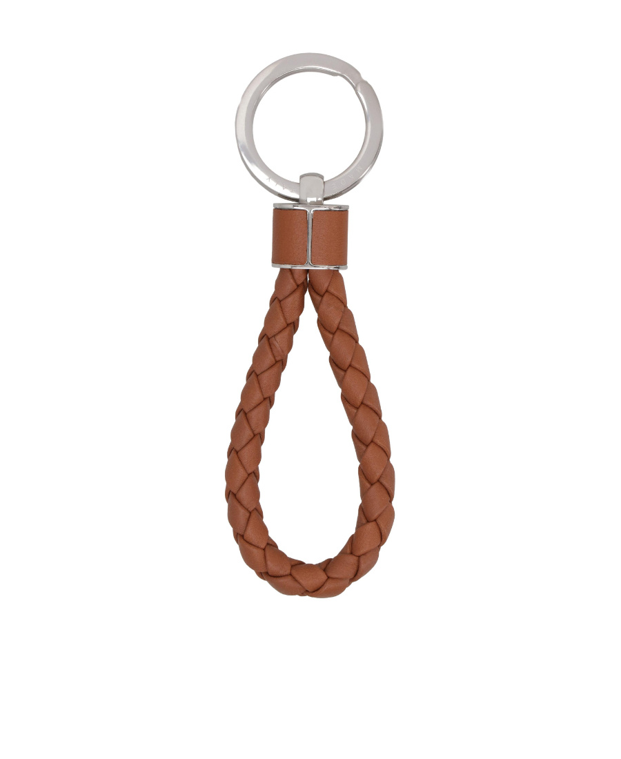 Bottega Veneta Logo Key Chain In Brown