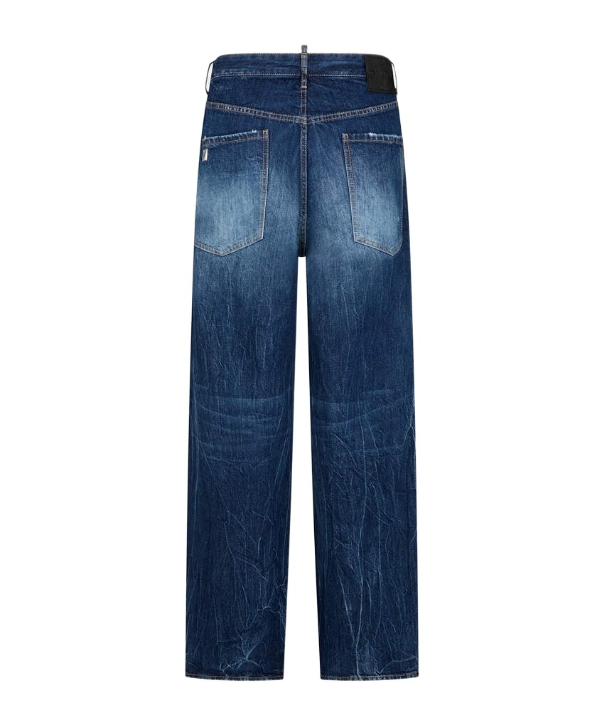 Dsquared2 Icon-print High-rise Straight-leg Jeans In Blue