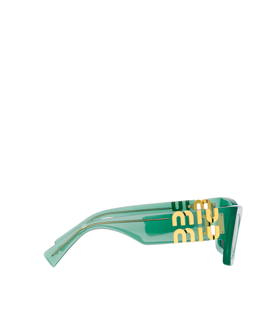 Miu Miu Logo-plaque Arm Sunglasses In Green