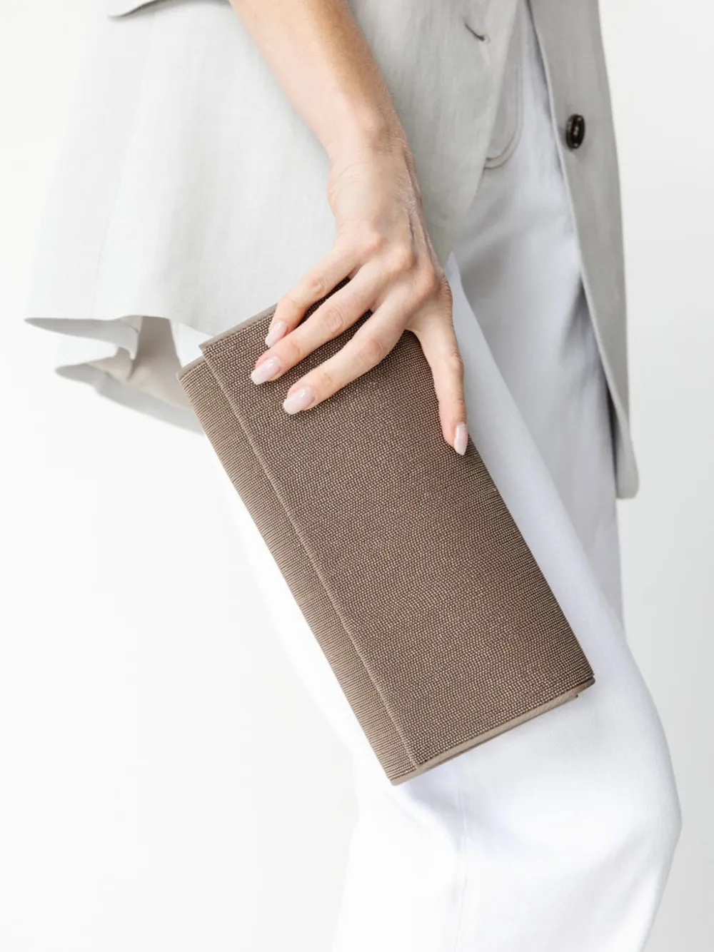 Shop Brunello Cucinelli Precious Clutch Bag In Brown