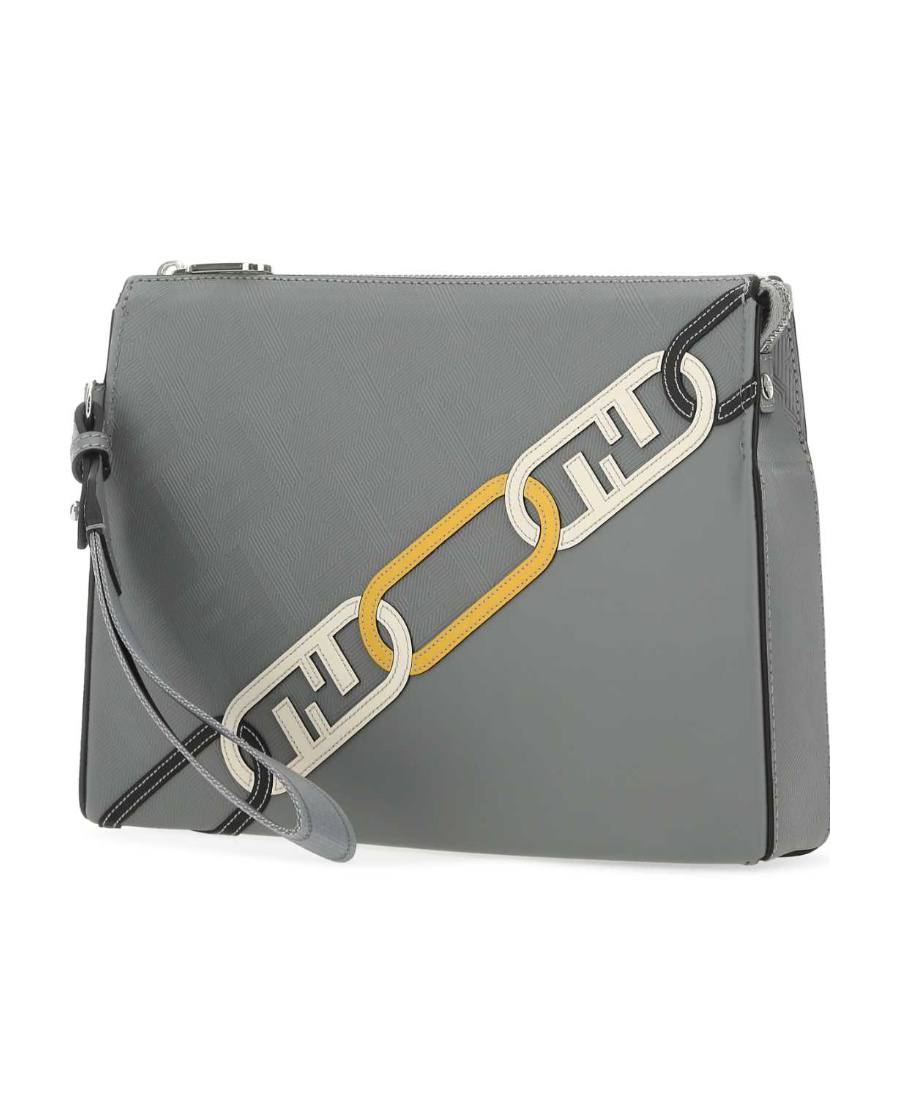 Fendi Ff Motif Print Embossed Clutch Bag