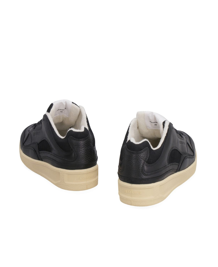Shop Jil Sander Basket Low-top Leather Sneakers In Black