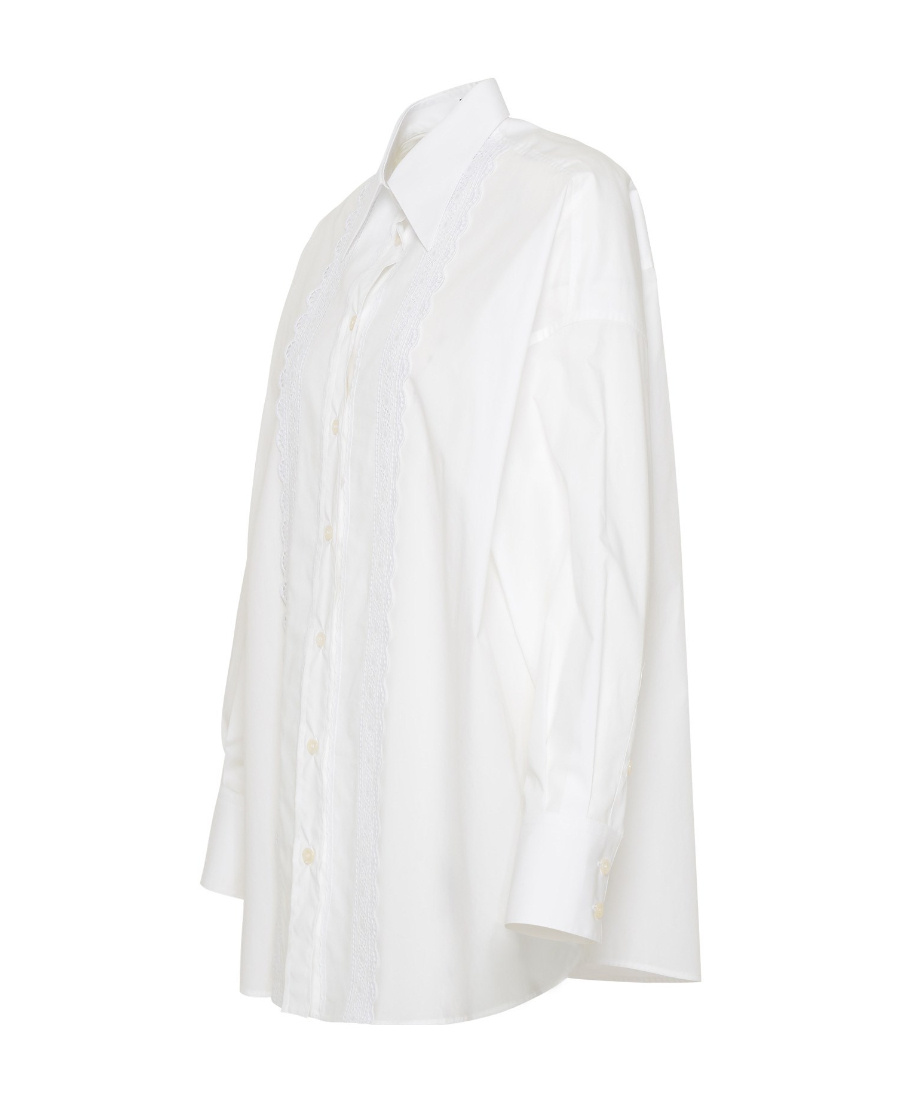 Dolce & Gabbana Lace-trim Longline Shirt In White