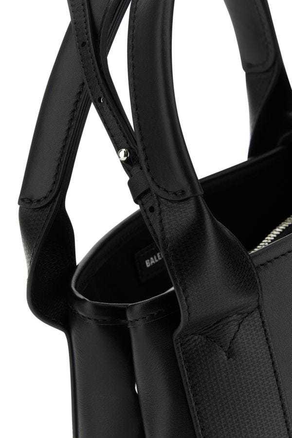 Shop Balenciaga Debossed-logo Leather Tote Bag In Black