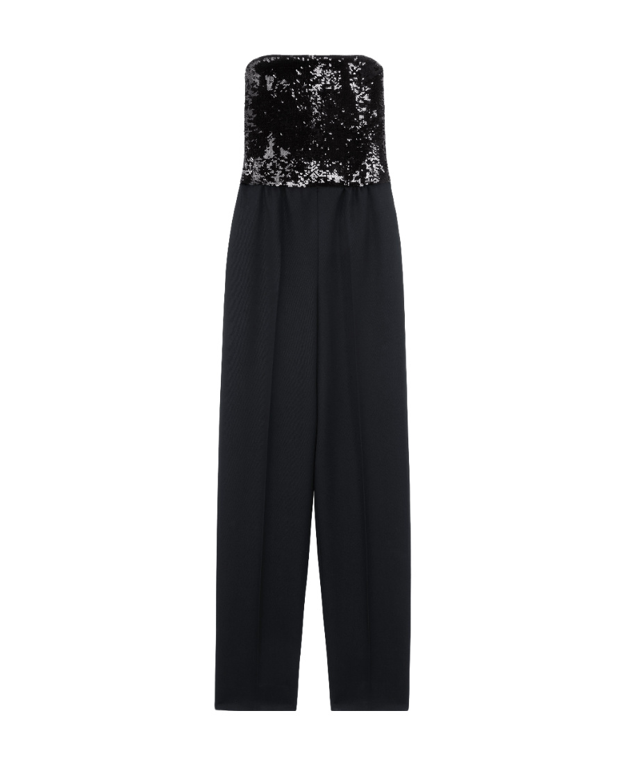 Celine Sequined Embroidered Jumpsuit In Black