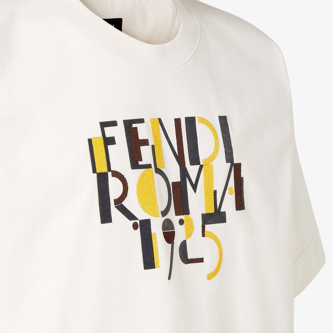 Fendi Roma 1925 Print Cotton T-shirt Clothing In Neutral