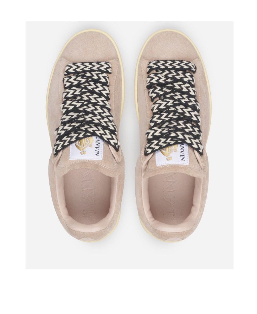 Lanvin Lite Curb Suede Sneakers In Nude