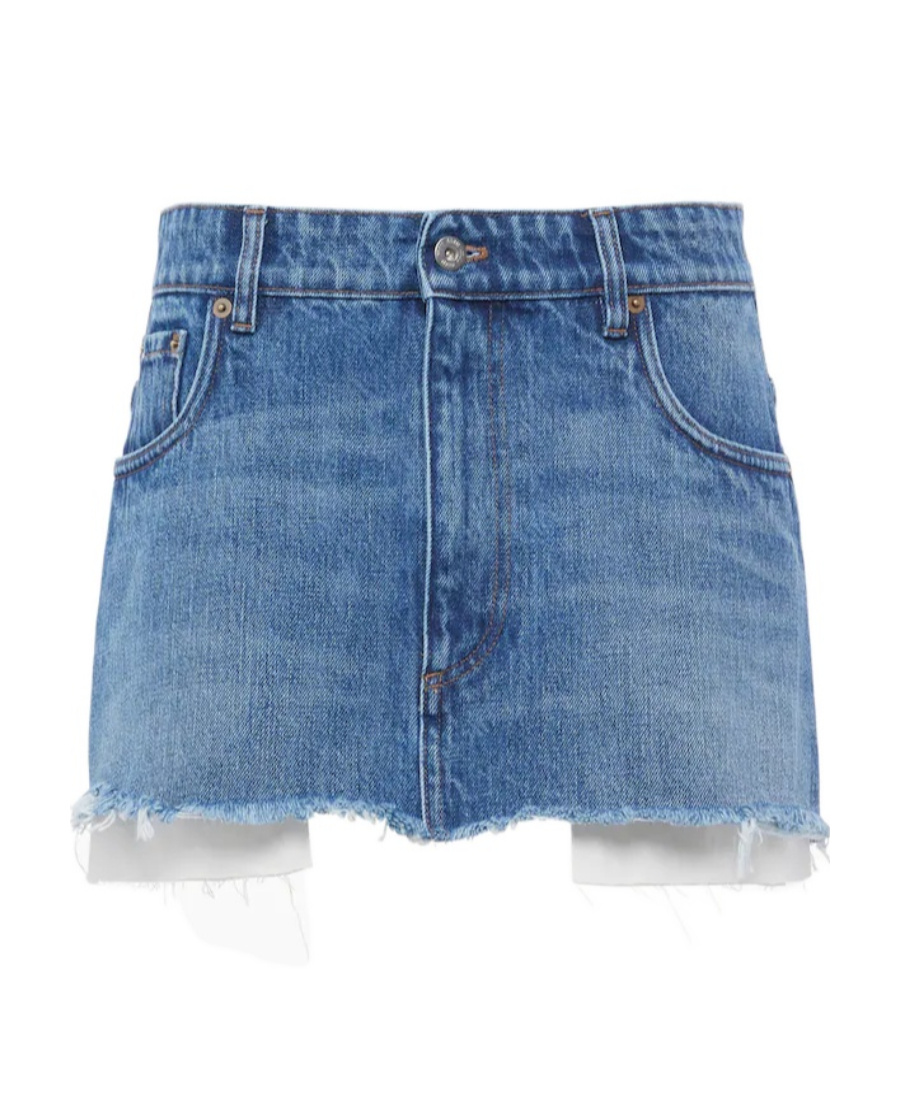 Miu Miu Denim Miniskirt In Blue