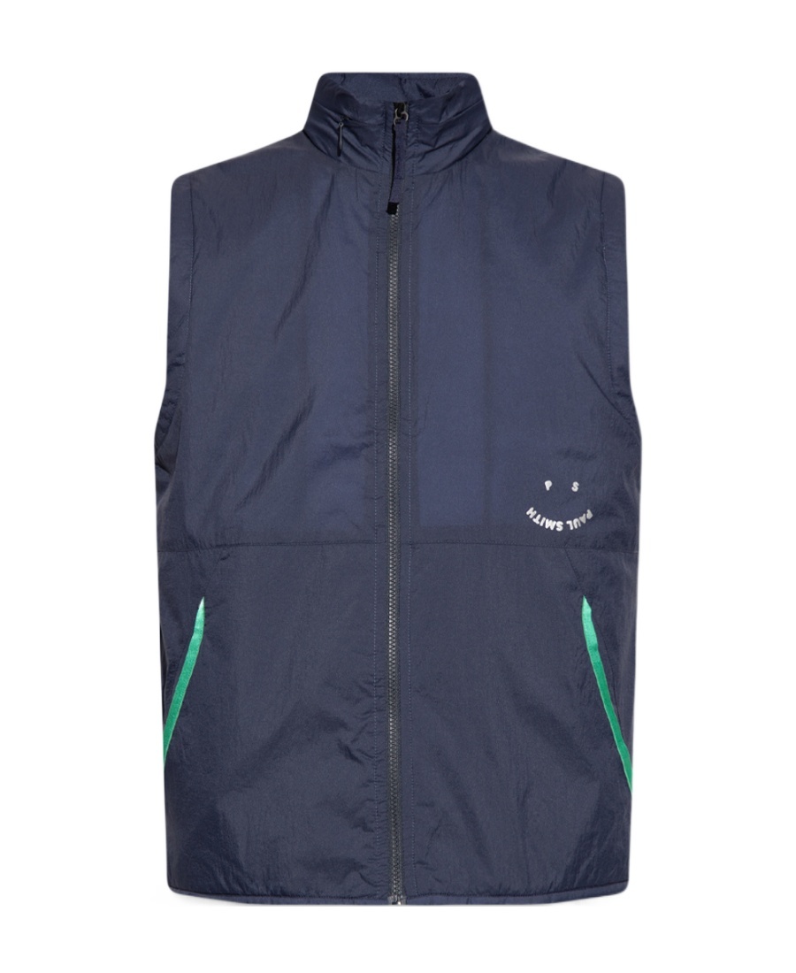 Ps By Paul Smith Zip-up Hooded Gilet In Blue