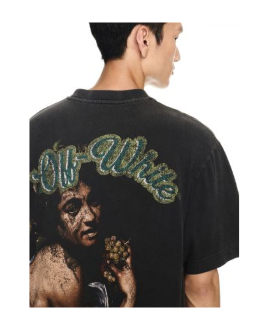 Off-white Bacchus Skate Cotton Graphic T-shirt In Black