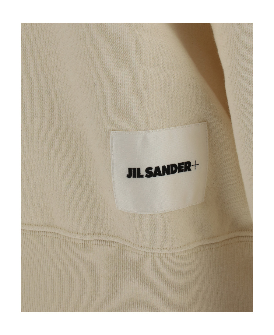 Jil Sander Oversized Cotton Sweatshirt With Subtle Logo Patch In Nude