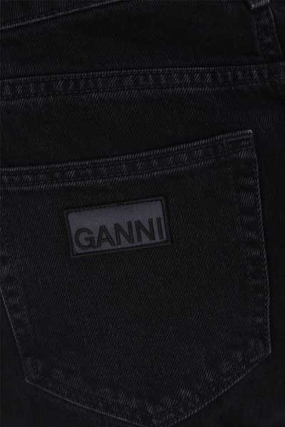 Ganni Logo-patch Flared Jeans In Black