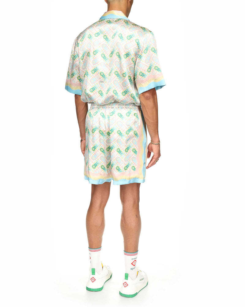 Casablanca Ping Pong Silk Shorts In Multicolor