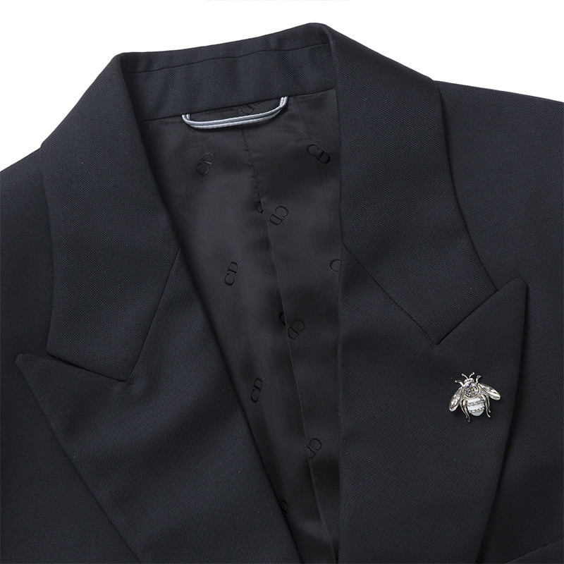 Dior Bee-decorated Suit Coat In Black