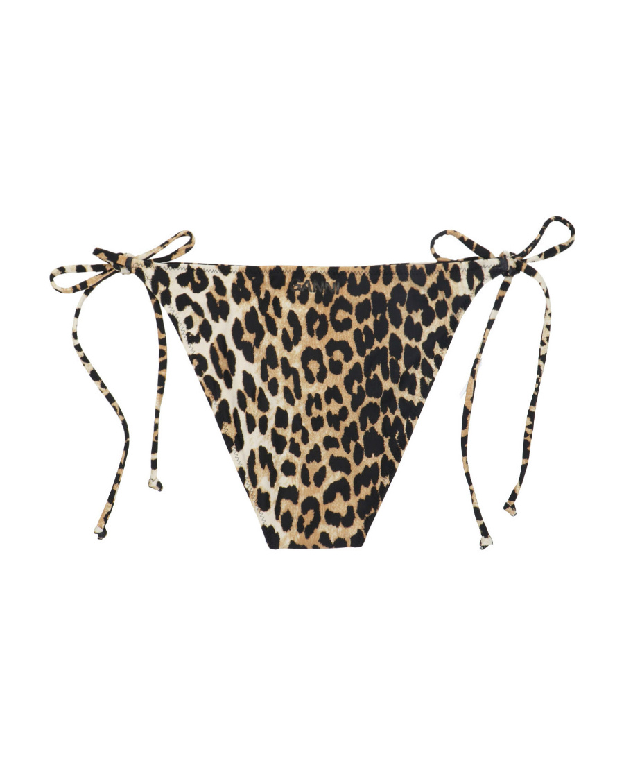 Ganni Leopard-print Bikini Briefs In Black