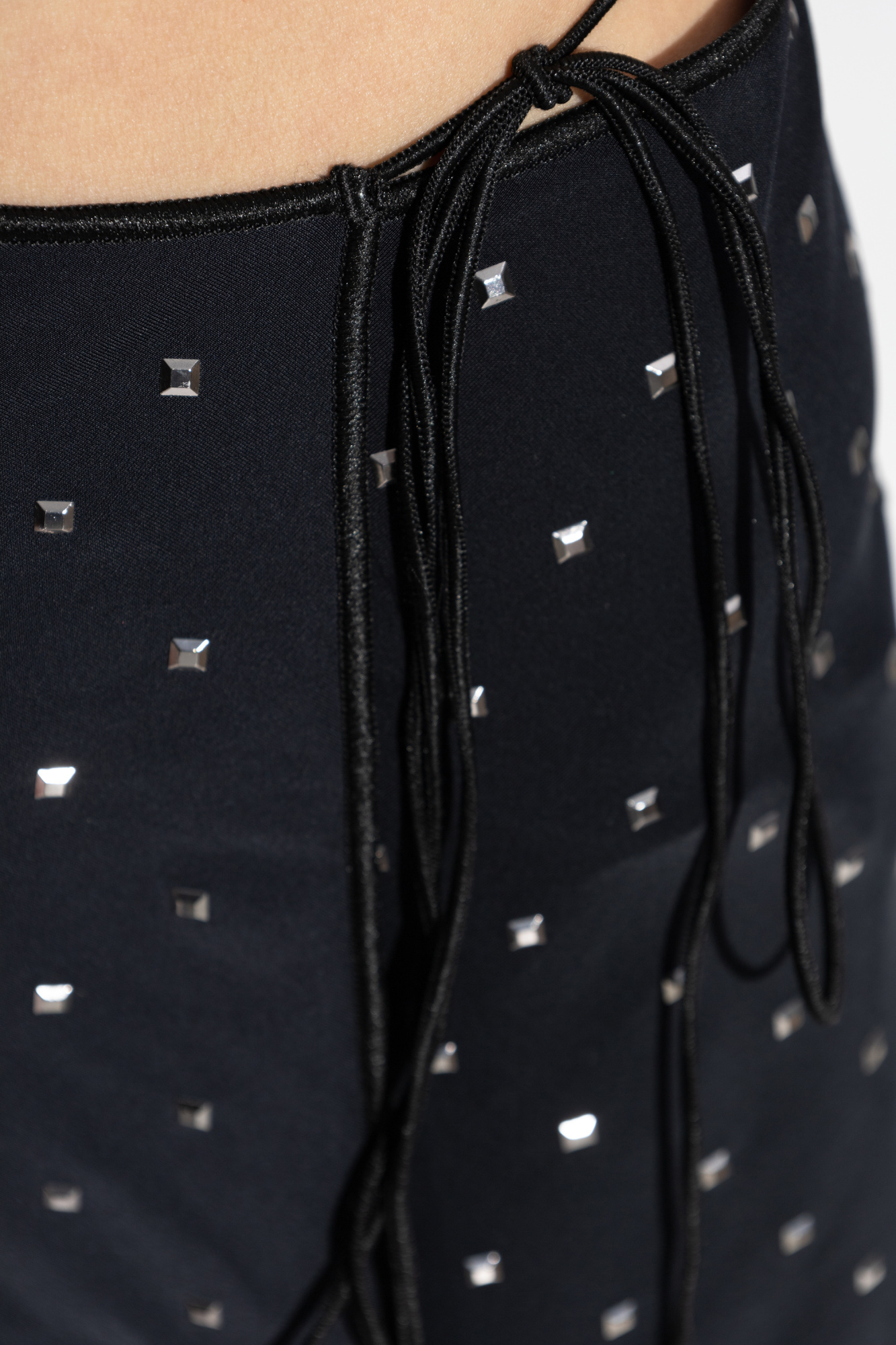 Shop Oseree Stud-embellished Skirt In Black
