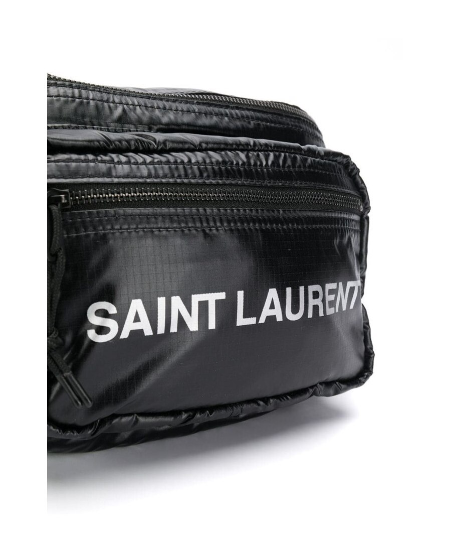 Saint Laurent Logo Printed Padded Belt Bag In Black