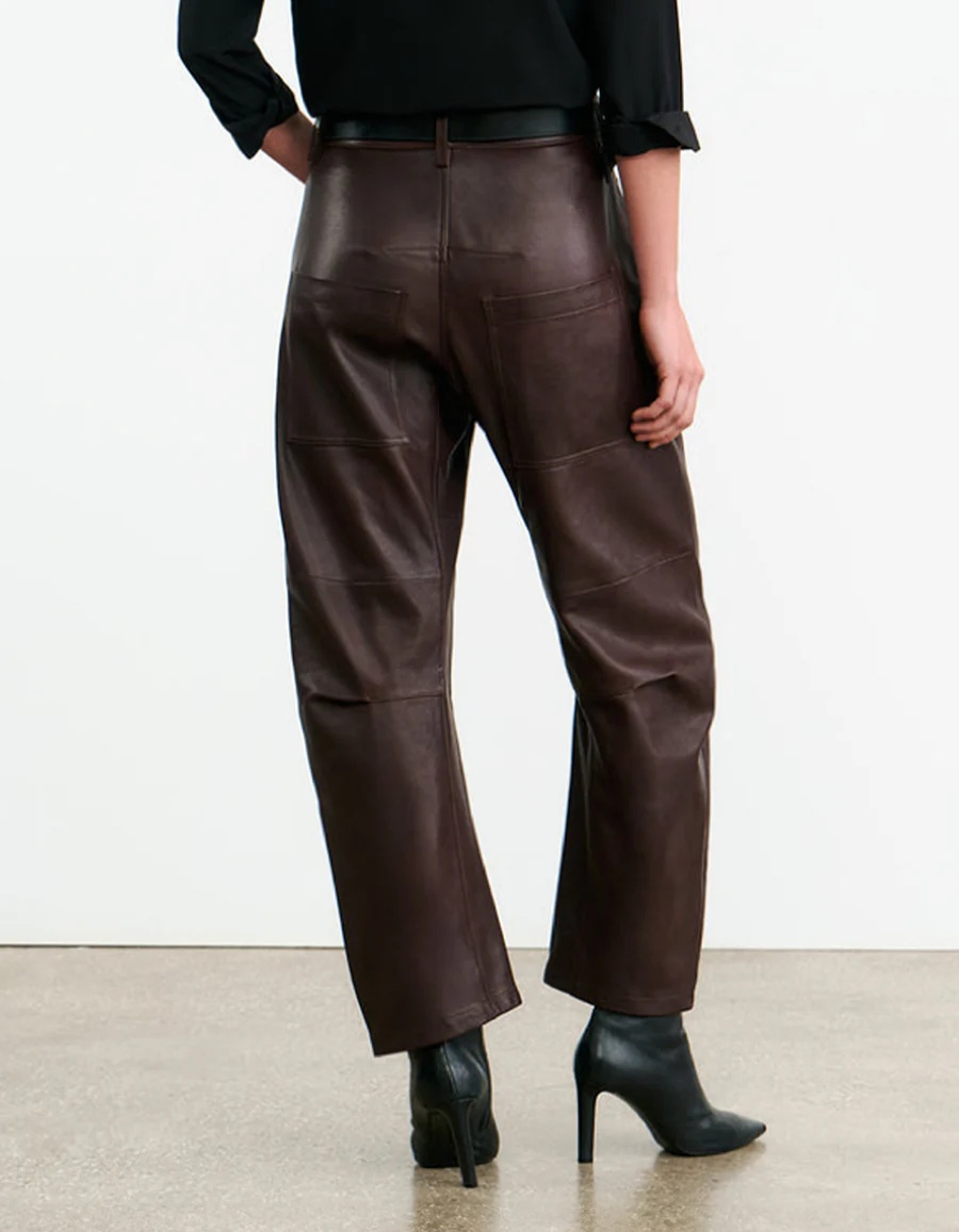 Nili Lotan Mid-rise Barrel Leg Lammleder-hose Shon Leather In Black