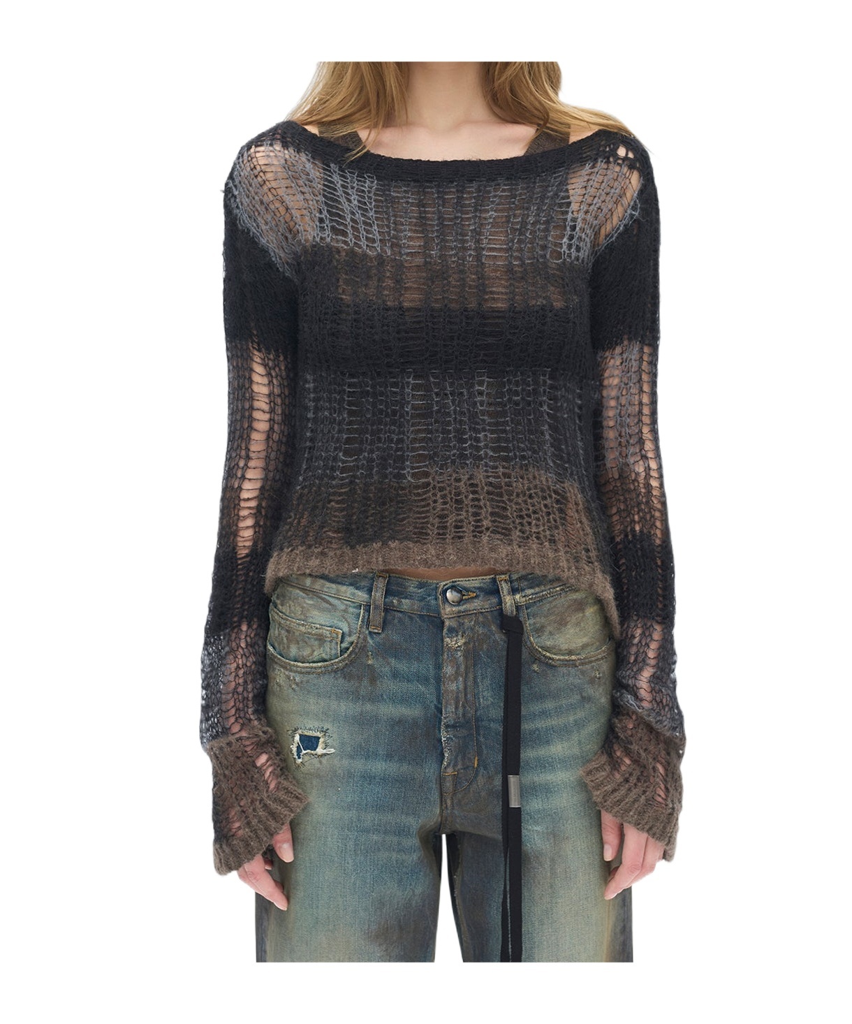 Ann Demeulemeester Leocadie Slim Fit Open Neck Sweater In Black