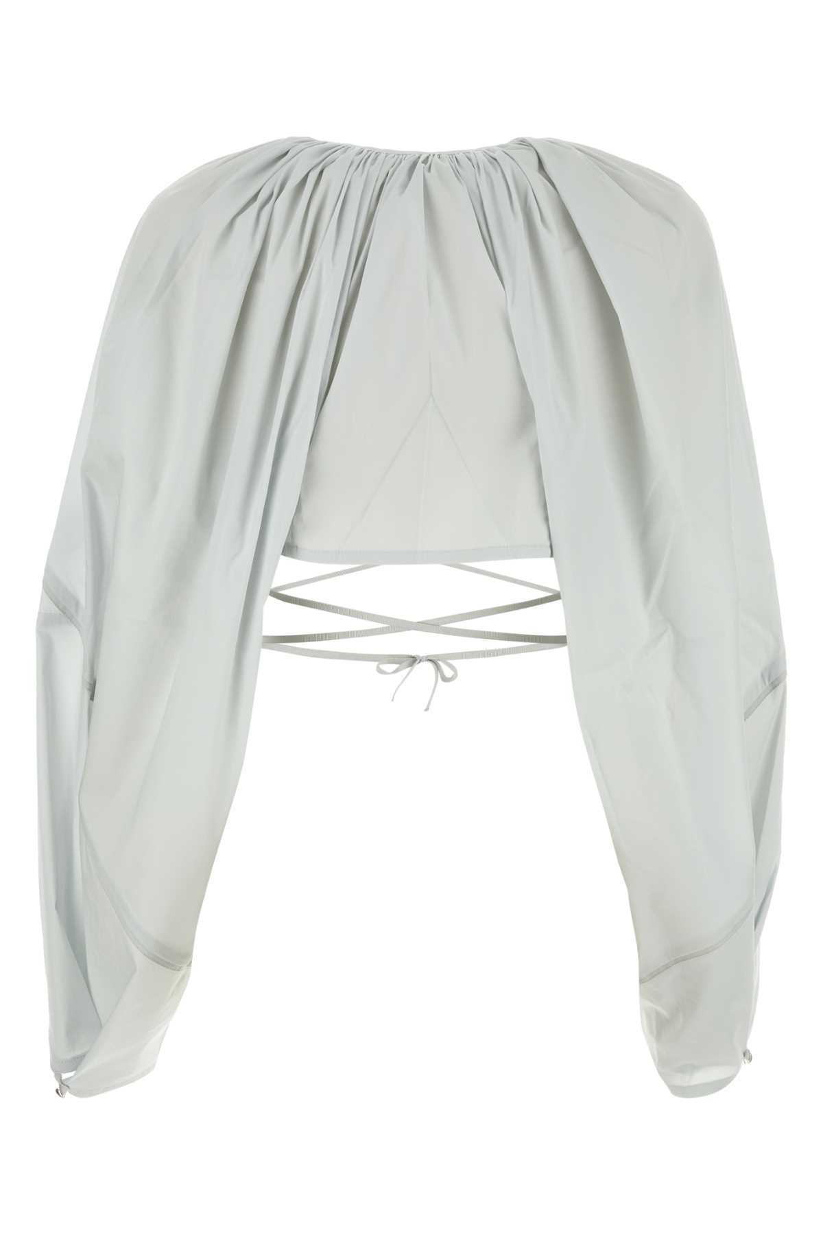 Kiko Kostadinov Stretch Cotton Blend Blouse With Bell Sleeves In White