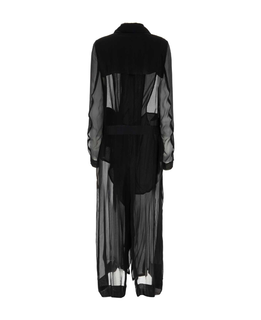 Ann Demeulemeester Georgine Trench With Back Slit And Detachable Belt In Black