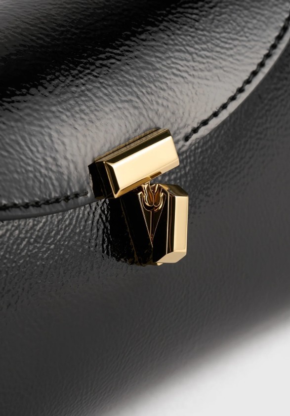 Totême T-lock Naplack Mini Clutch Bag In Black
