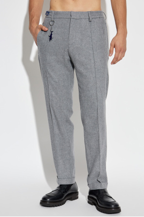 Paul & Shark Drawstring Shark-detail Trousers In Gray