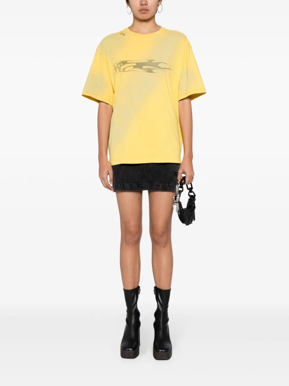 We11 Done Graphic-print Cotton T-shirt In Yellow