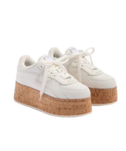 Valentino Leather Platform Sneakers Perforated Detailing In White