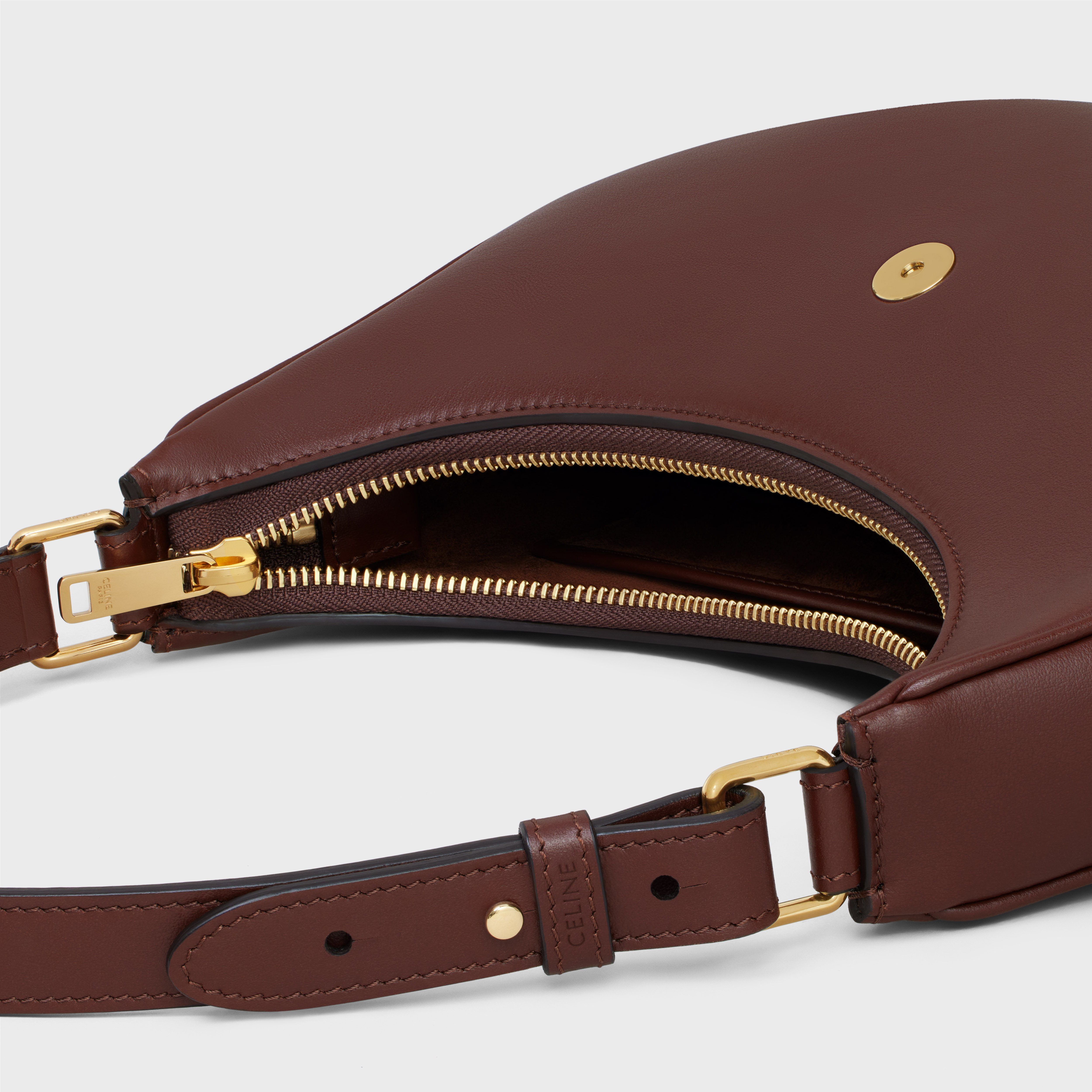 Celine Ava Triomphe Medium Leather Shoulder Bag In Brown