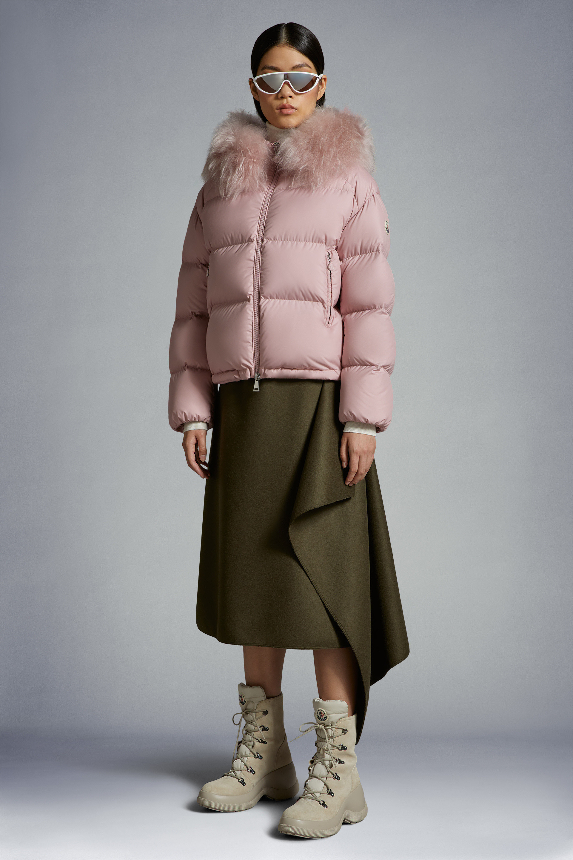 Moncler Wool-cashmere Midi Wrap Skirt In Green