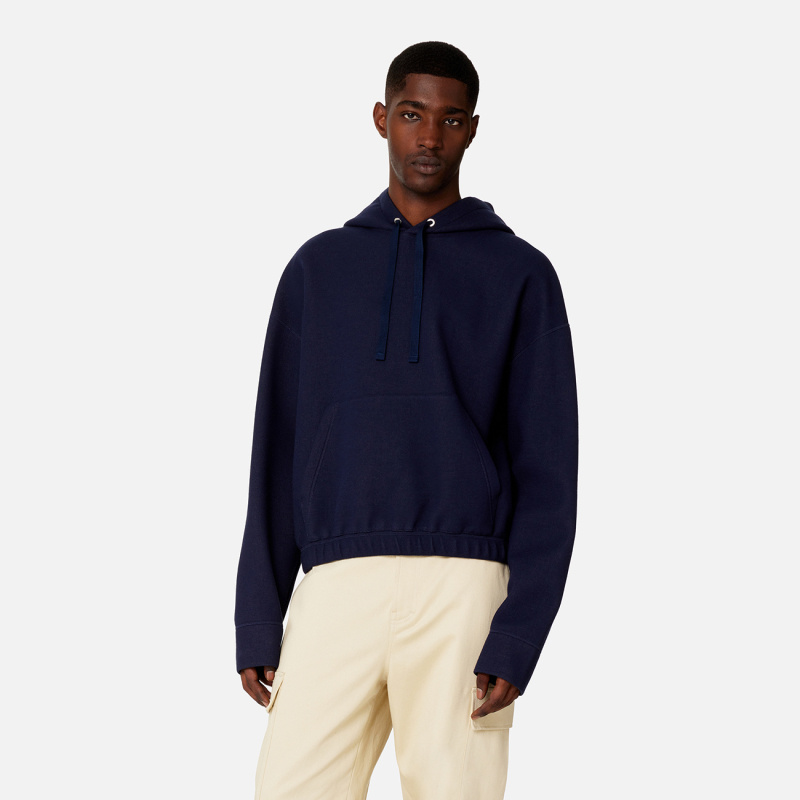 Ami Alexandre Mattiussi Drop-shoulder Drawstring Hoodie In Black